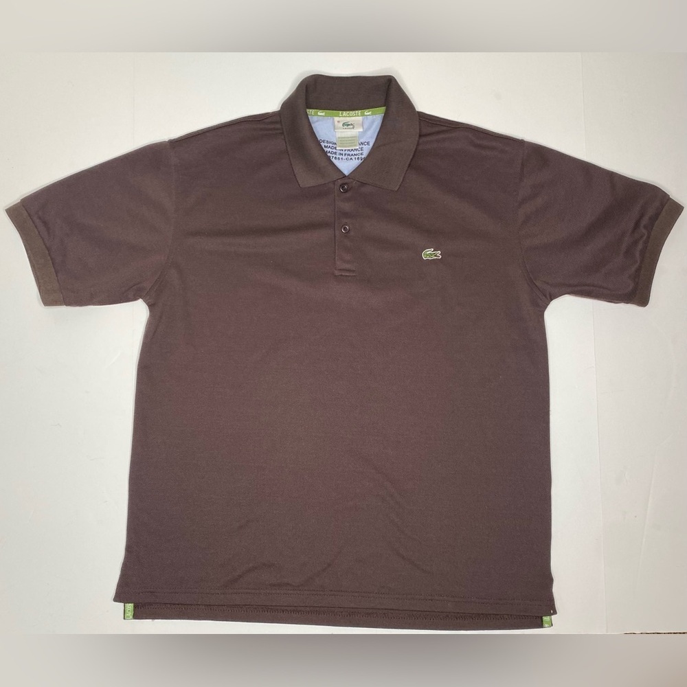 Lacoste Made in France Rare Chocolate Burgundy Polo Logo Back Collar Sz 6 (XL)